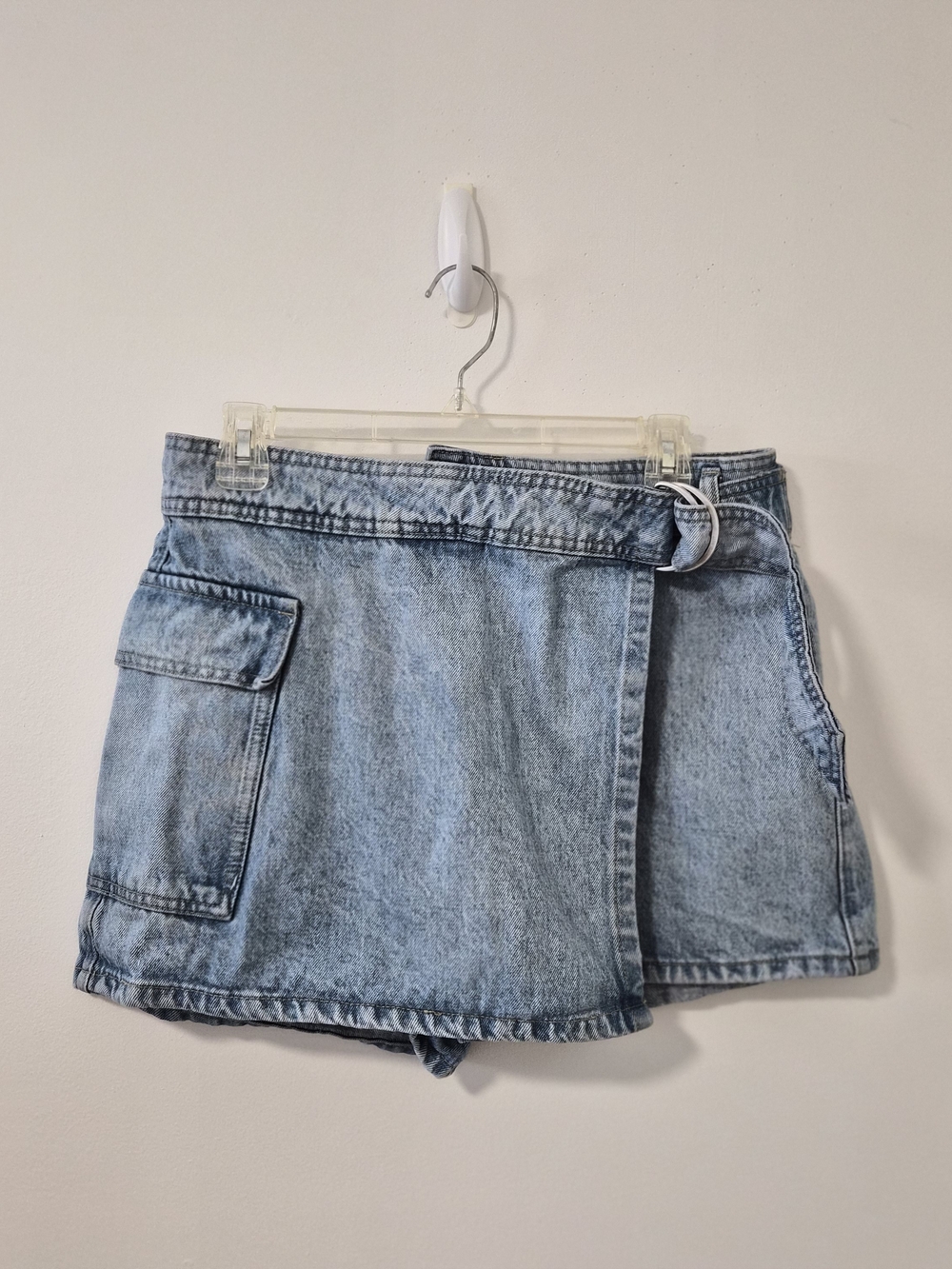Mango Light Blue Denim Cargo Skort